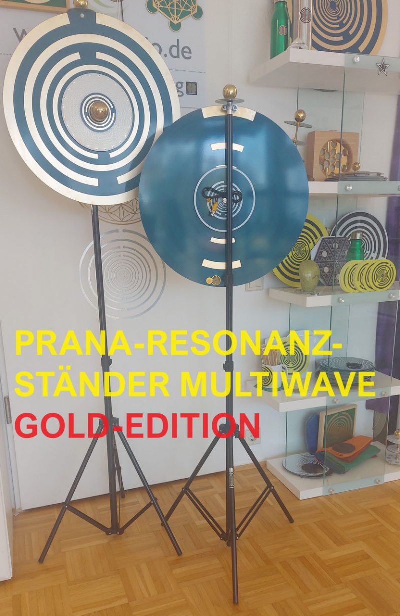 Prana Echo Resonanz Ständer Gold-Version | Multiwellen-Oszillator | Energie-Scheibe