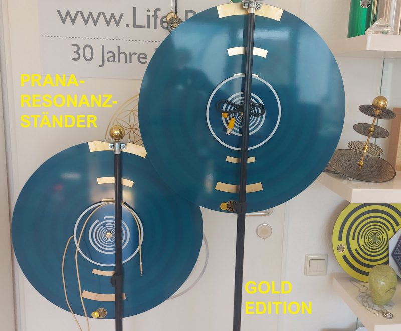 Prana Echo Resonanz Ständer Gold-Version | Multiwellen-Oszillator | Energie-Scheibe