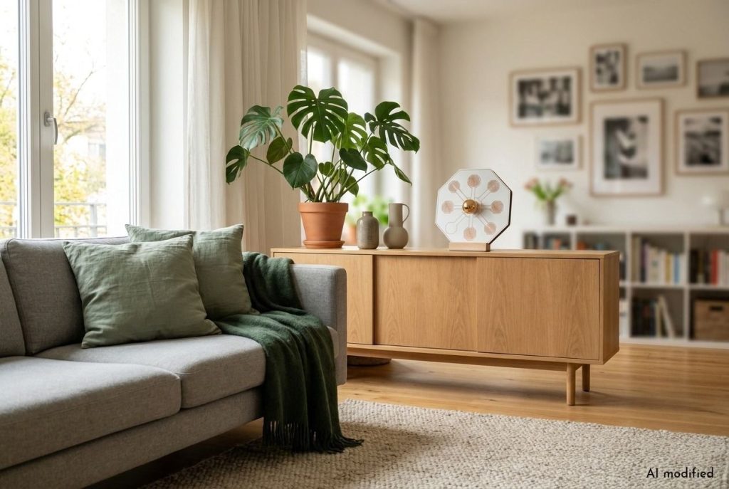 Wohnzimmer mit Tesla-Antenne von Life-Bio zur Harmonisierung von Elektrosmog